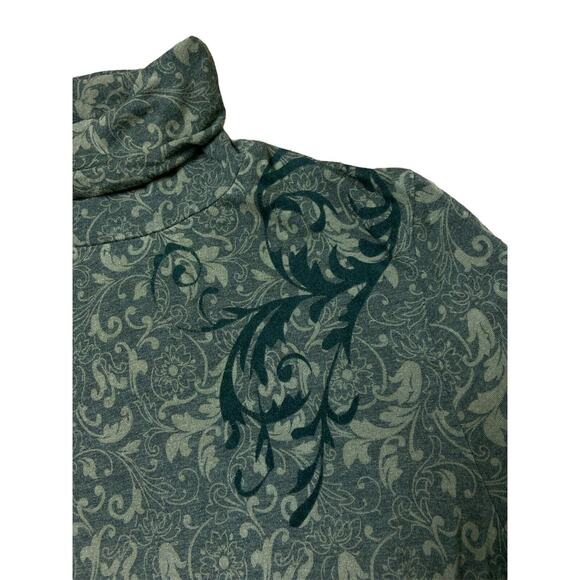 Soft Surroundings Turtleneck Lot Of 2 Floral Paisley Green‎ Grey Large - Picture 7 of 11